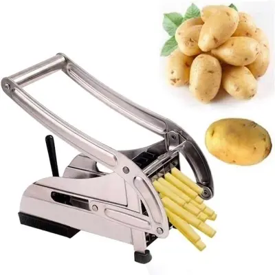 Picture of Stainless Steel 2-Blade French Fry Cutter Machine, Commercial Potato Chipper, Fries Slicer, Multi-Function Home Potato Chopper for - Stainless Steel 2-Bl