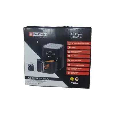 Picture of High Quality Redswiss RSAF0701 Air Fry, Roast, Reheat, Dehydrate | 7.0L Capacity Nonstick Basket & Crisper Plate 360°TECHNOLOGY FOR EVEN COOKING |1600W Rapid Air Technology Digital Touch Screen 10 Customizable programs low Fat Cooking - Black