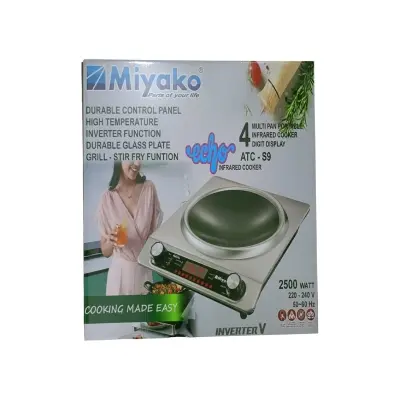 Picture of Miyako Multi Pan 2500 Watt Heavy Duty Infrared Cooker ( ATC-  22S9 ) Smokeless and Energy Saving, Durable Glass Plate, Double Fan for Quick Cooling.