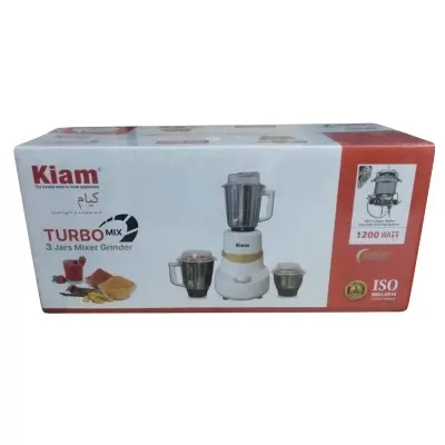Picture of Kiam Turbo Mix 1200-W (3 Jars Mixer Grinder) Kiam Turbo Mix 1200-W (3 Jars Mixer Grinder) - Multicolor