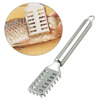 Picture of Fish Scale Scraper Brush/ Stainless Steel Fish Scaler Scales Skin Remover/ Removing Peeler - Silver