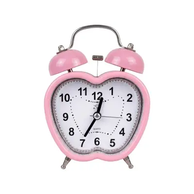 Picture of Heart Shape Bell Alarm Clock Nightlight Wake Up Digital Clocks Desktop Household Kids Bedroom Travel Supply, Green - Multicolor