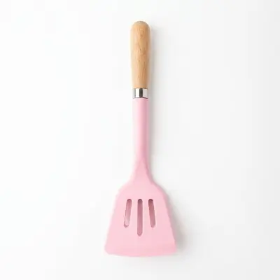 Picture of 1pc Non-Stick Silicone Kitchen Utensils Spatula, Wood Handle, Food Grade, BPA-Free - Multicolor