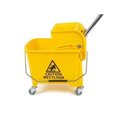 Picture of Simpli-Magic 79358 Commercial Mop Bucket with Side Press Wringer, 32LITER Yellow - Multicolor