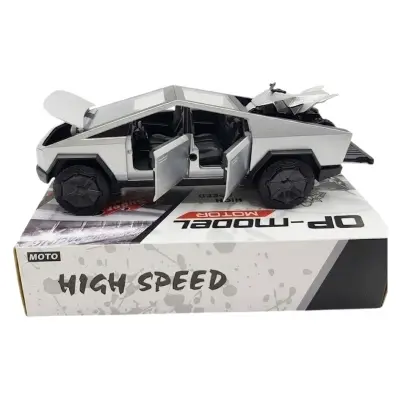 Picture of 1:28 Tesla Cybertruck Diecast Metal Alloy Model car Sound Light Pull Back Collection Kids Toy Gifts - Multicolor
