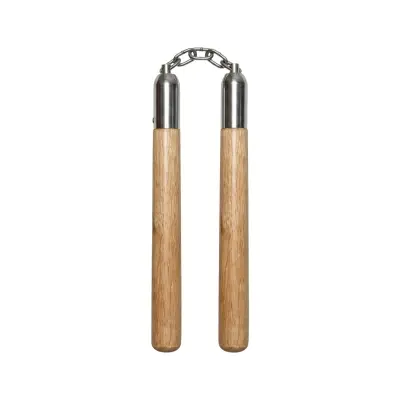 Picture of Wooden Training Nunchucks with Steel Chain for Kids & Beginners Practice and Training. Multicolor