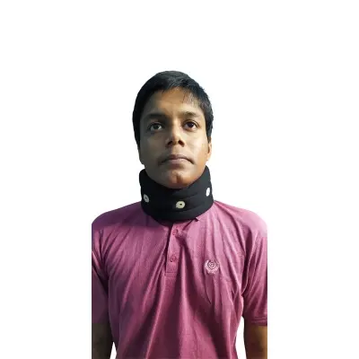 Picture of Soft Cervical Collar with Chin Support (Cervical Collar for Neck Pain/Neck Belt for pain/Orthopaedic Neck Collars/Foam Neck Collar) Black