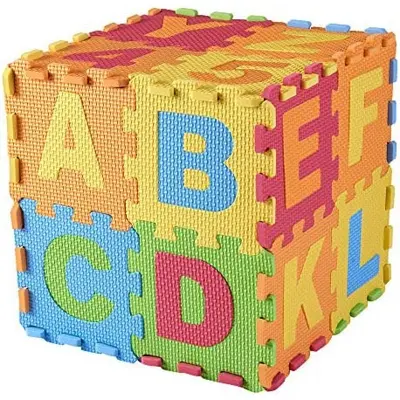 Picture of DIMPLE Kids Foam Play Mat (36-Piece Set) 6.25 x 6.25 Inches Interlocking Alphabet and Numbers Floor Puzzle Colorful Tiles Girls, Boys Soft, Reusable, Easy to Clean Multicolor