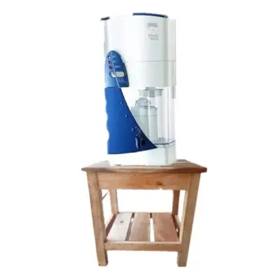 Picture of Basics Solid Wood Saddle-Seat Kitchen Counter-Height Stool - table Brown