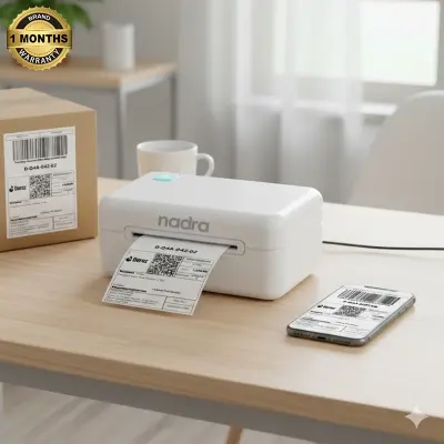 Picture of Label Printer 80mm 3inch USB + Bluetooth, Support Android 2x3, 3x4 Inch Shipping Courier Labels, Barcode & Price Tag, Sticker Printing, Compatible with PC, Laptop & Smartphone, Nadra-CC390(White)