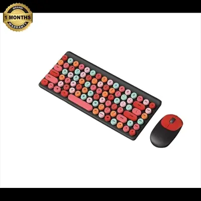 Picture of Wireless Keyboard and Mouse Combo QW02 | Ergonomic Keyboard and Mouse Set | 2.4Ghz USB Wireless Office Keyboard with Multi-Media Function Keys and Number Pad for PC Computer Windows | Wireless Keyboard Mouse Kit Colorful Mechanical Keyboard Set(Black)