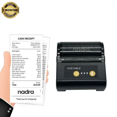Picture of POS Printer 80mm (3 inch width) | Wireless Bluetooth Thermal Receipt Printer | Cash Drawer Compatible | Support iOS, Android, Computer, Laptop | POS Printer for Restaurant Bill, Ticket, Token, Label Printing(Black)
