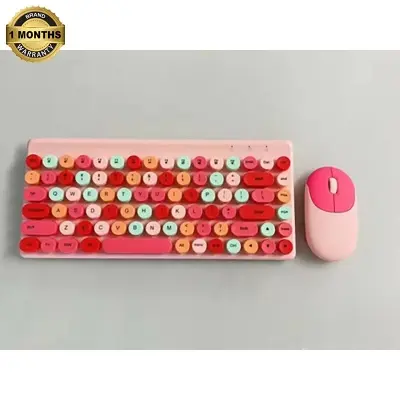 Picture of Ergonomic Keyboard and Mouse Set | 2.4Ghz USB Wireless Office Keyboard with Multi-Media Function Keys and Number Pad for PC Computer Windows | Bluetooth Keyboard Mouse Kit | Colorful Mechanical Keyboard Set | Wireless Keyboard and Mouse Combo-Nadra-QW02(Pink)