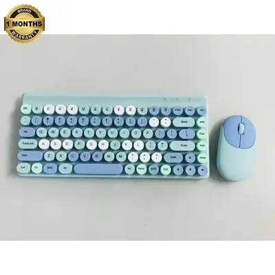 Picture of Ergonomic Keyboard and Mouse Set | 2.4Ghz USB Wireless Office Keyboard with Multi-Media Function Keys and Number Pad for PC Computer Windows | Bluetooth Keyboard Mouse Kit | Colorful Mechanical Keyboard Set | Wireless Keyboard and Mouse Combo-Nadra-QW02(Blue)