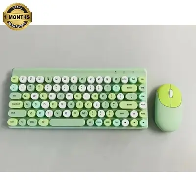 Picture of Ergonomic Keyboard and Mouse Set | 2.4Ghz USB Wireless Office Keyboard with Multi-Media Function Keys and Number Pad for PC Computer Windows | Bluetooth Keyboard Mouse Kit | Colorful Mechanical Keyboard Set | Wireless Keyboard and Mouse Combo-Nadra-QW02(Green)