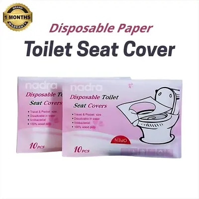 Picture of Disposable Paper Toilet Seat Covers | Biodegradable, Waterproof, Flushable Paper Toilet Seat Covers for Travel, Camping, Public Toilet, Restrooms, Washroom(10 packs-100pcs)