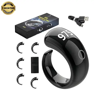 Picture of Smart Zikir Ring &ndash; Touch Control | Islamic Digital Tasbih &amp; Dhikr Counter | Waterproof | Magnetic Wireless Charging | Qibla Finder | Prayer Alerts &amp; Countdown | 5 Adjustable Sizes(Black)