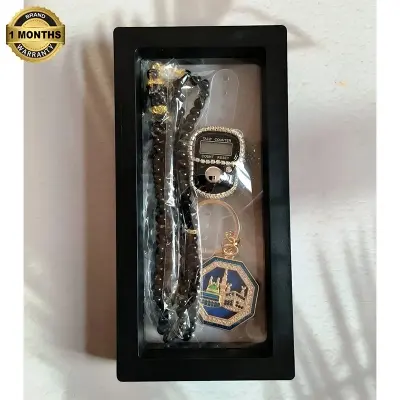 Picture of Tasbih Set with Digital Counter & Keyring  Complete Ramadan Prayer Counter Gift Set  Elegant Gift for Eid, Umrah, Hajj & Weddings  Premium Muslim Tally Counter(Black)