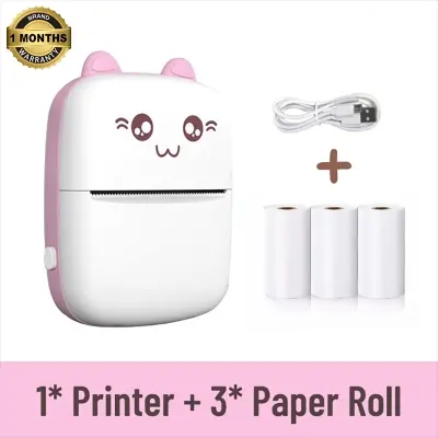 Picture of Portable Mini Thermal Printer 58mm Bluetooth Printer for printing Photo Label DIY Handcraft List Memo Notes Journal Receipt Instant Printer, Nadra-C9-Pink-Mini-3-Roll(Pink)