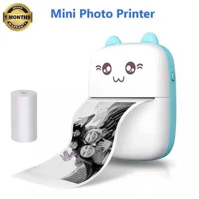 Picture of Mini Printer Wireless Bluetooth Thermal Printer Photo Label Sticker Printer Receipt Notes Printer Mobile Thermal Printer Rechargeable Pocket Printer, Nadra-C9-Mini-Pink-Blue(Blue)
