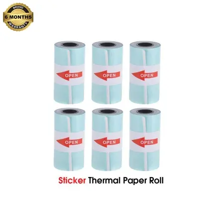 Picture of 6pcs 57*30mm thermal paper rolls for 58mm POS, Receipt, Mini Thermal Printers - White(Sticker 6 Rolls)