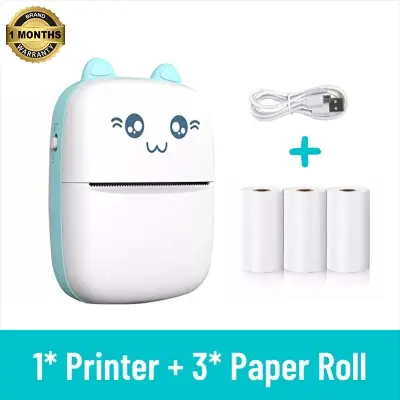 Picture of Thermal Mini Printer Label Sticker Printer Notes Printer Mobile Thermal Photo Printer Rechargeable Bluetooth Pocket Printer, Nadra-C9-Blue-Mini-3-Roll(Blue)