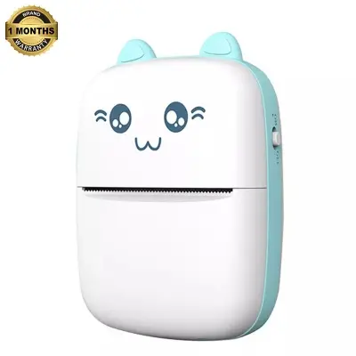 Picture of Portable Thermal Mini Printer 58mm Label Sticker Printer and Photo Printer with Wireless Bluetooth Nadra C9 Pink and Blue(Blue)