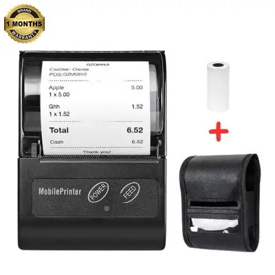 Picture of Portable POS Printer 58mm 2 inch Thermal Receipt Printer Bluetooth Pocket Printer | Cash Drawer Compatible | Support iOS, Android, Computer, Laptop | POS Printer for Restaurant Bill, Ticket, Token, Label Printing(MTP 2 Black)