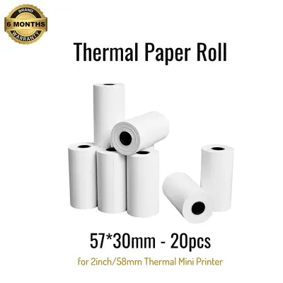 Picture of 20Rolls (57x30mm) Thermal Paper Rolls for 2-Inch width (58mm) POS and Receipt Printers – Durable, High-Quality, Fade-Resistant for Clear, Long-Lasting Prints(20Rolls-57x30)