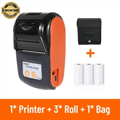 Picture of Mobile POS Printer - 58mm | 2-inch Thermal Receipt Printer for Retail, Restaurants, and Label Printing | Compatible with Windows, iOS, and Android | Supports Cash Drawers | Wireless Bluetooth Printer Nadra-PT-210(Orange)