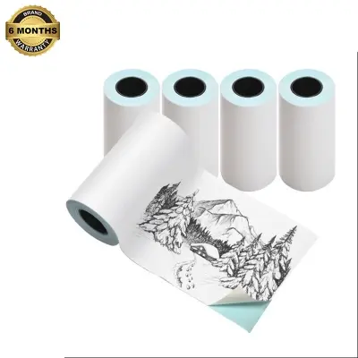 Picture of 5pcs 57x30mm Sticker Paper Rolls for Mini Printer | Prefect for Black & White Label Printing | Waterproof Oil-proof Thermal Sticky Paper Self-Adhesive | Compatible with Thermal Printing for POS, Receipts, and PT260 Label Printer(White)