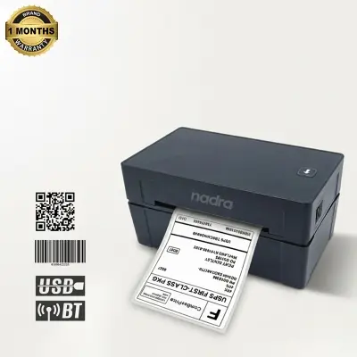 Picture of All-in-One Bluetooth Label Printer  Shipping & Courier Address Barcode Label Maker (USB+Bluetooth)  Thermal Label Printer for any size labels printing up to 100x150mm (4x6 inches)  Compatible with Computer & Smartphones  Wireless & Easy to Use(Black)