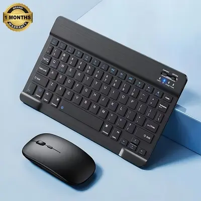 Picture of Wireless Keyboard and Mouse Set: Compact Bluetooth Keyboard (Rechargeable) with Matching Mouse. English Ergonomic Design for a Comfortable Experience on iPad, Tablets, Phones, Laptop, Android, iOS, and Windows(Black)