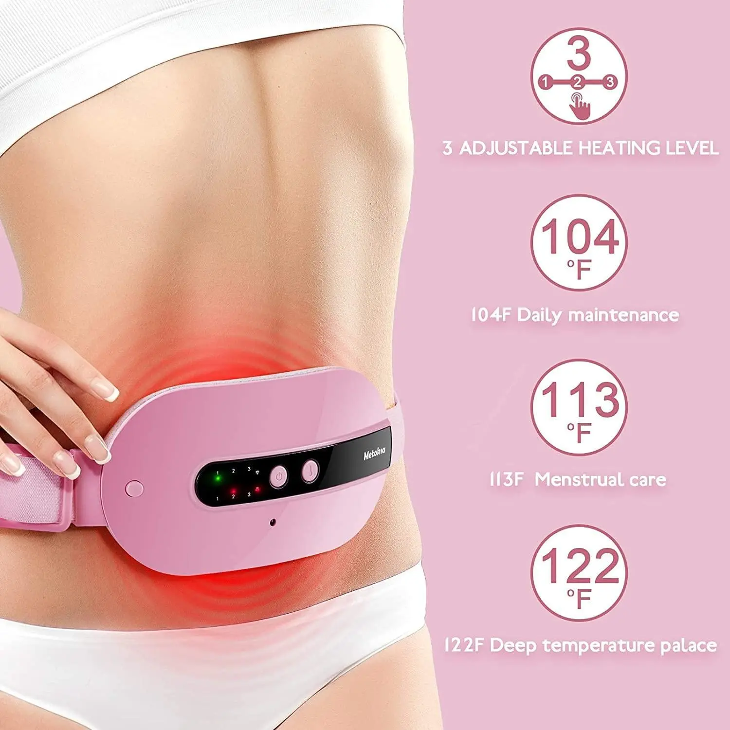 Picture of Heating pad for Period Cramps & Vibration sliming Massage belt - Pink