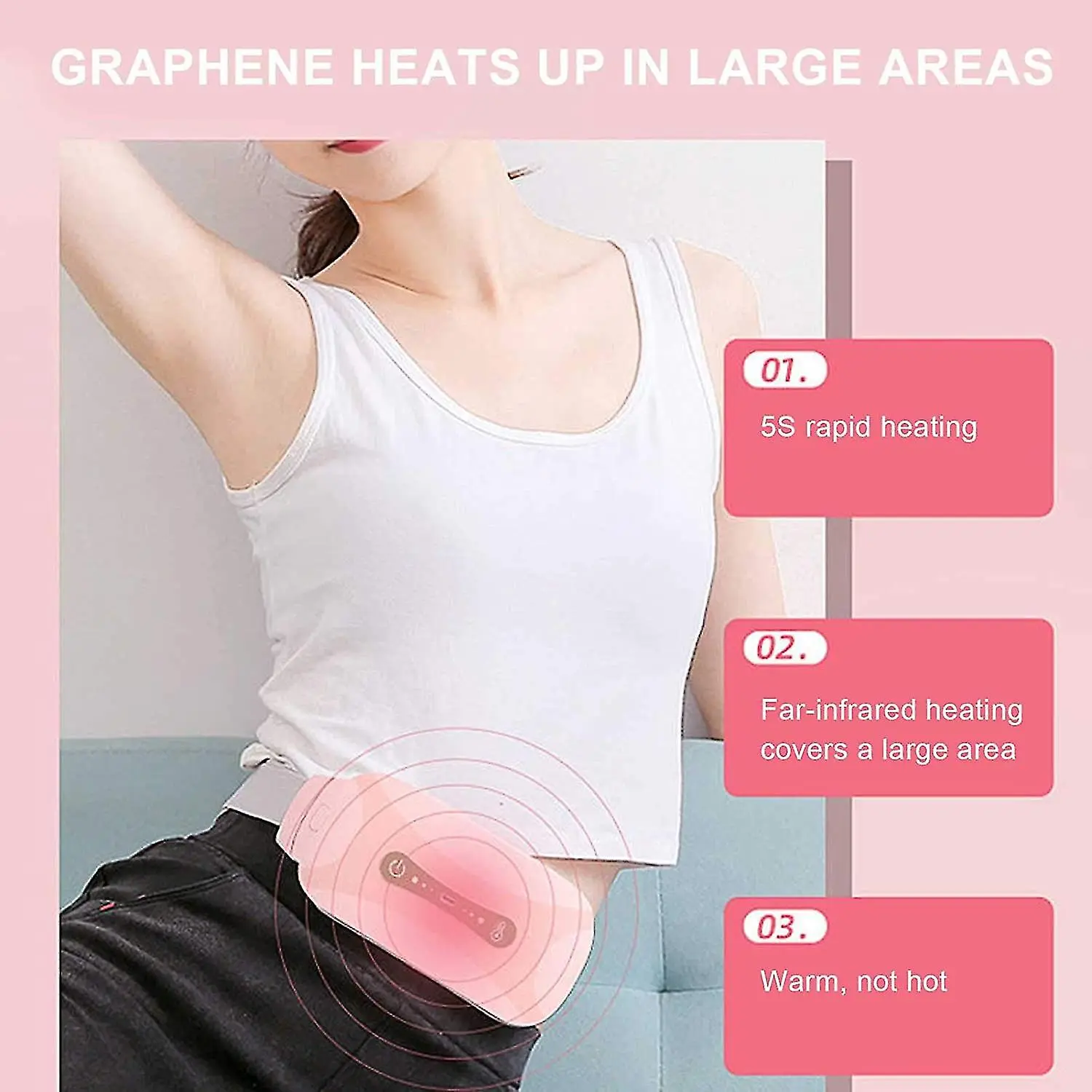 Picture of Heating pad for Period Cramps & Vibration sliming Massage belt - Pink