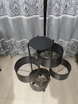 Picture of 5 Layers Kitchen Rotating Shelf 360 Degree Baskets Fruit Vegetable Storage Rack Floor Round Shelf With Wheels - Black