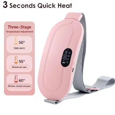 Picture of Women Relieve Period Cramps Heat Belt Curved Heating Massage Pad - Pink