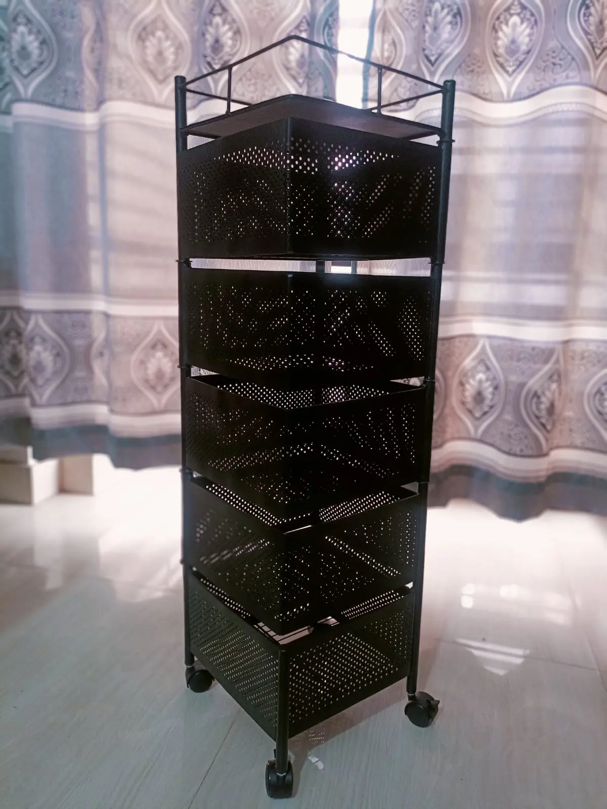 Picture of 5 Tiers Vegetable Basket Fruit Storage Basket Kitchen 360 Degree Rotating Square Rotating Rack - Multicolor
