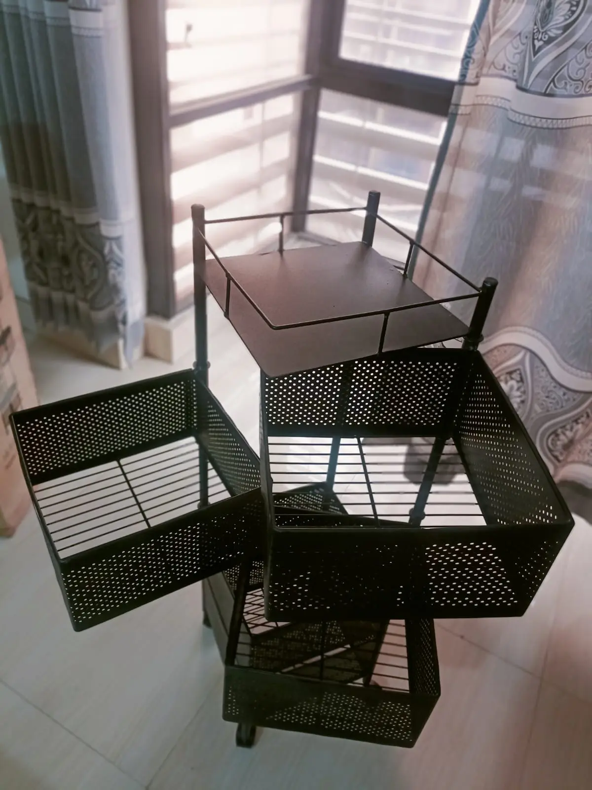 Picture of 5 Tiers Vegetable Basket Fruit Storage Basket Kitchen 360 Degree Rotating Square Rotating Rack - Multicolor