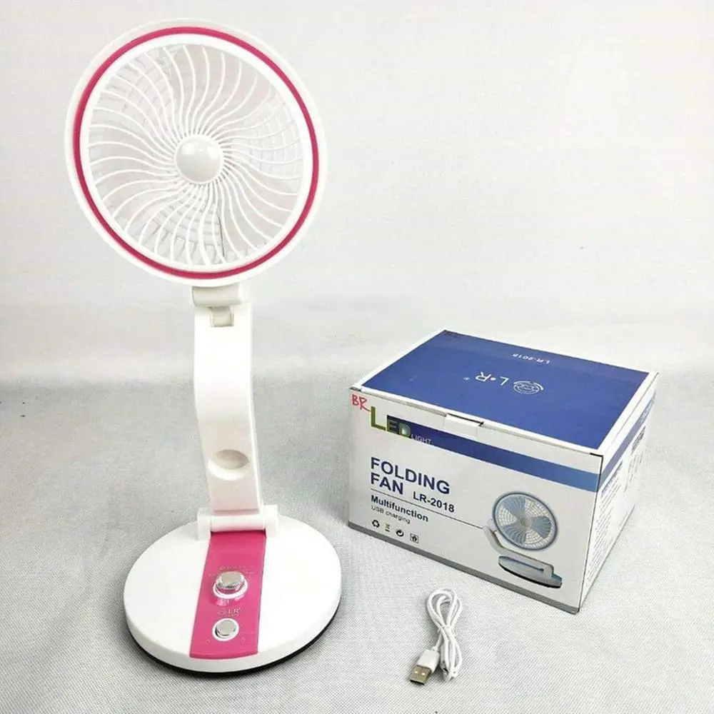 Picture of USB Rechargeable Folding Fan with LED Light (any color) - LR-2018 - Multicolor