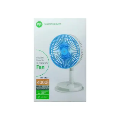 Picture of DP 7627 (RECHARGEABLE PORTABLE USB FAN with led light) 4000mah 15 hours long battery backup