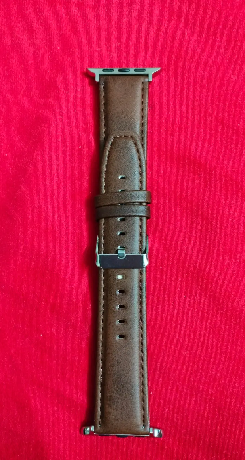 Picture of Leather Watchband Soft Material Watch Band Wrist Strap 42mm/44mm/45mm/49mm With Silver Stainless Steel Buckle (Dark Brown,Not Specified)