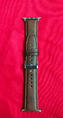 Picture of Leather Watchband Soft Material Watch Band Wrist Strap 42mm/44mm/45mm/49mm With Silver Stainless Steel Buckle (Dark Brown,Not Specified)