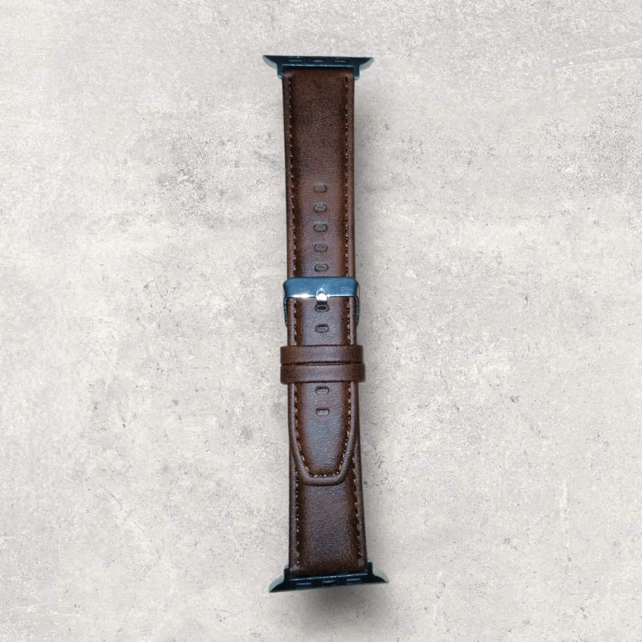 Picture of Leather Watchband Soft Material Watch Band Wrist Strap 42mm/44mm/45mm/49mm With Silver Stainless Steel Buckle (Dark Brown,Not Specified)