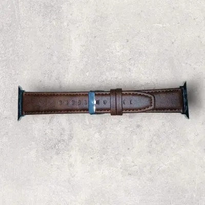 Picture of Leather Watchband Soft Material Watch Band Wrist Strap 42mm/44mm/45mm/49mm With Silver Stainless Steel Buckle (Dark Brown,Not Specified)