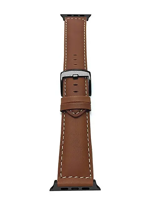 Picture of Leather Watchband Soft Material Watch Band Wrist Strap 42mm/44mm/45mm/49mm With Silver Stainless Steel Buckle (Brown,Not Specified)
