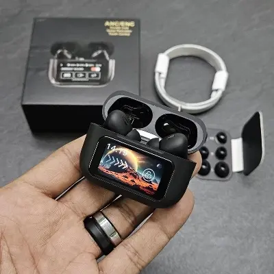 Picture of Airpods A9 Pro Touch Screen Display Wireless Airpods_ Bluetooth 5.4, Super Sound Bass ( ANC+ ENC) Type C (Black)
