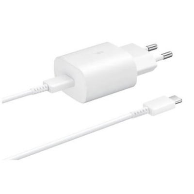 Picture of 25W Pd Type C Charger Fast Charging  USB-C 25 Watt Power Adapter USB Wall Charger For Samsung Mobile (White with Cable)