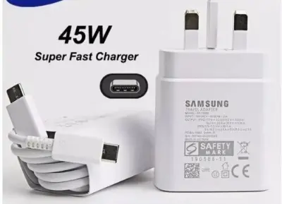 Picture of 45W PD Fast Power Adapter 3 Pin For Samsung Mobile (White with Cable)
