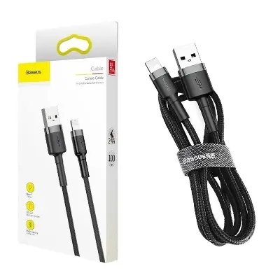 Picture of Baseus Cafule USB Type C Cable 3A 1 Meter Nylon Braided Wire (Black)